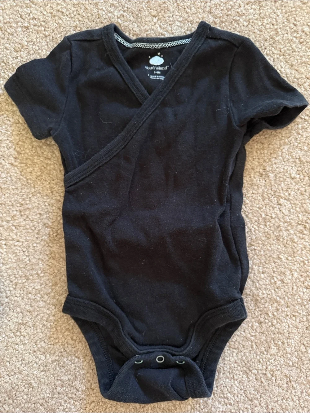 cloud island Black Wrap-Front Baby One-Piece